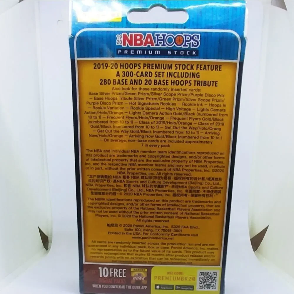 2019-2020 Panini NBA Hoops Premium Stock Factory Sealed Hanger Box